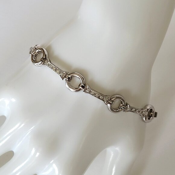 Aaron Basha 18K White Gold Diamond Bar Link Bracelet - Picture 11 of 11